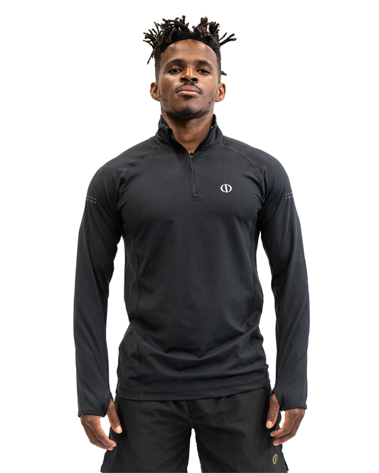 SUDADERA MEDIO CIERRE LOGO PLATEADO