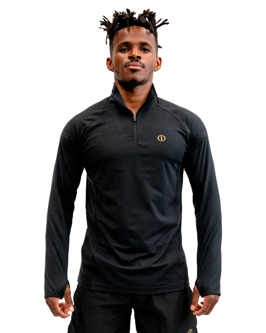 SUDADERA MEDIO CIERRE LOGO DORADO